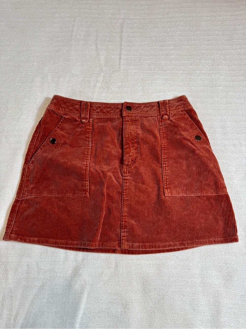 ENTRO Rust Orange Corduroy Pocket Mini Skirt Size L